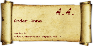 Ander Anna névjegykártya